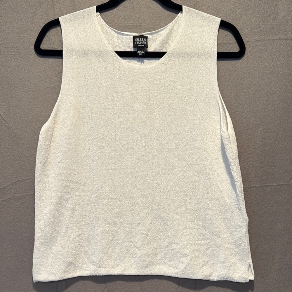 Eileen Fisher White Sleeveless Knit Top